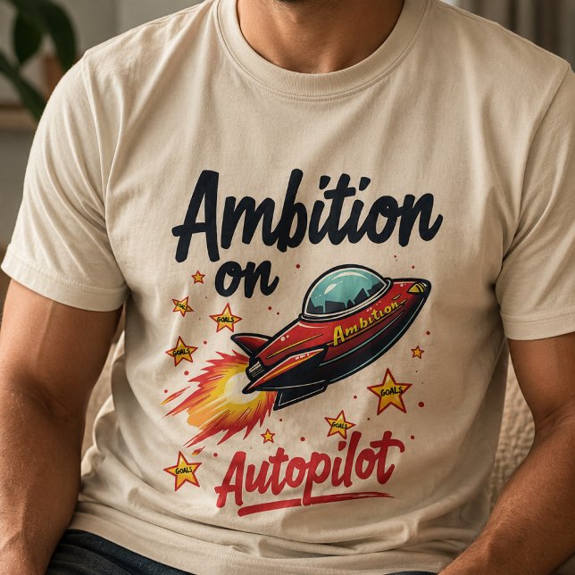 Ambition på autopilot Quirky Spacesship T Shirt (Skapare uppladdad)