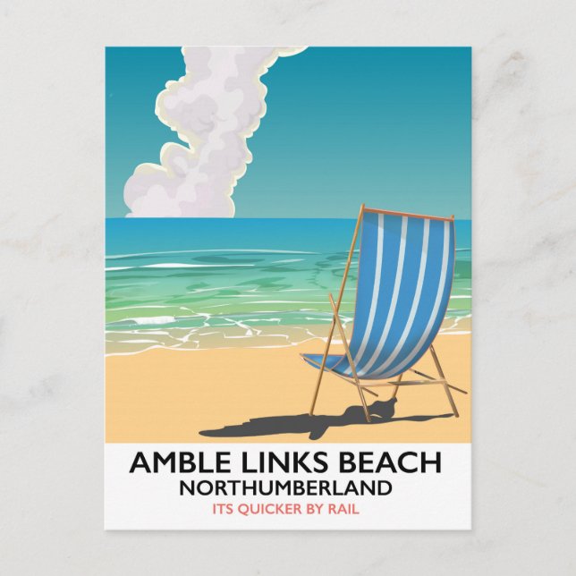 Amble Links Beach Northumberland Resa affisch Vykort (Framsida)