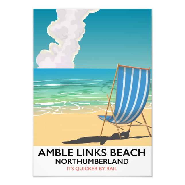 Amble Links Beach Northumberland Travel-affisch Fototryck (Framsidan)