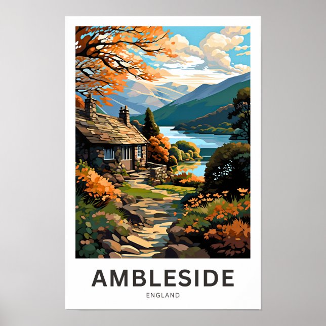 Ambleside England Travel Print Poster (Framsidan)
