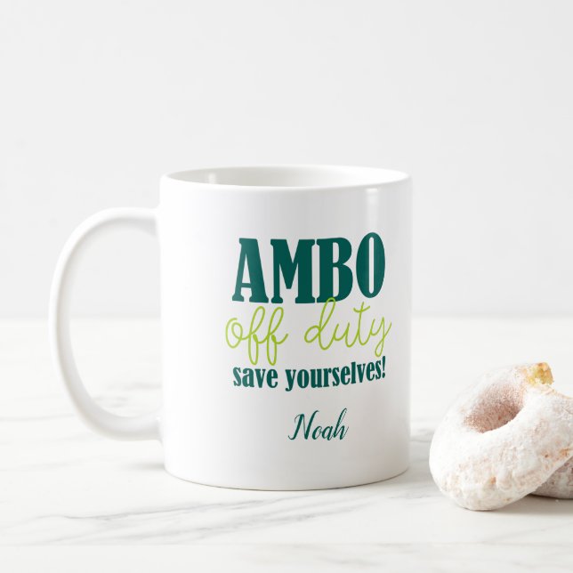 Ambo Ambulance Driver och Sjukvårdare Pension Kaffemugg (Med munk)
