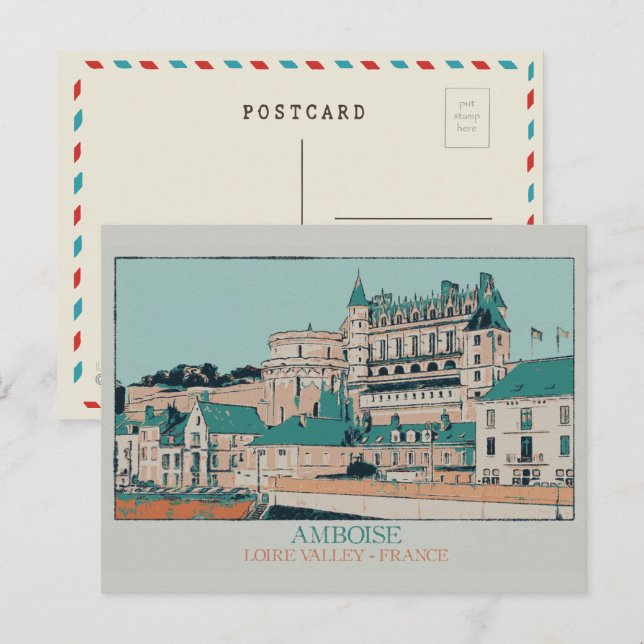 Amboise chateau i Loire valley, Frankrike Vykort (Fram/baksida)
