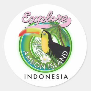 Ambon Island Indonesien reselogo Runt Klistermärke