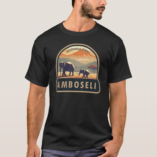 Amboseli nationalpark Kenya Travel Art Vintage T Shirt (Framsida)