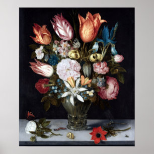 Ambrosius Bosschaert Flowers i glas Poster