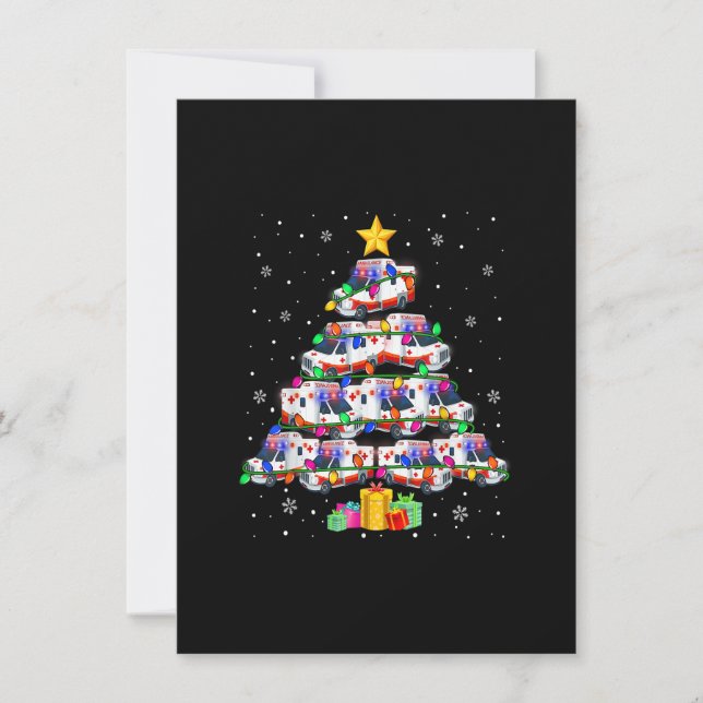 Ambulance Car Julgran Julafton Ljus Funny Eme Inbjudningar (Framsida)