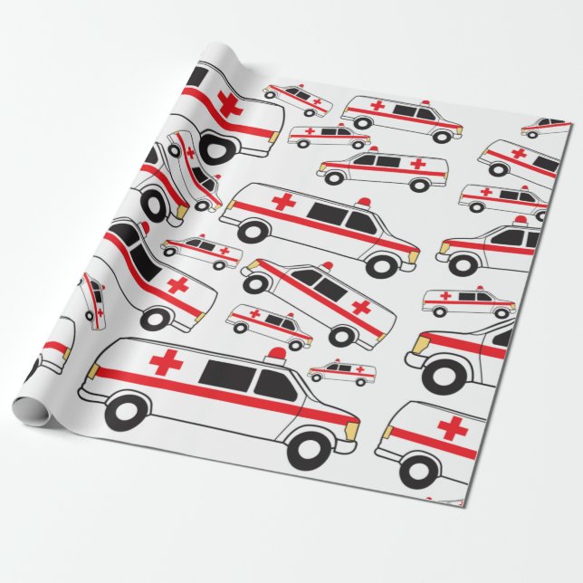 Ambulance Mönster Presentpapper (Utrullad)