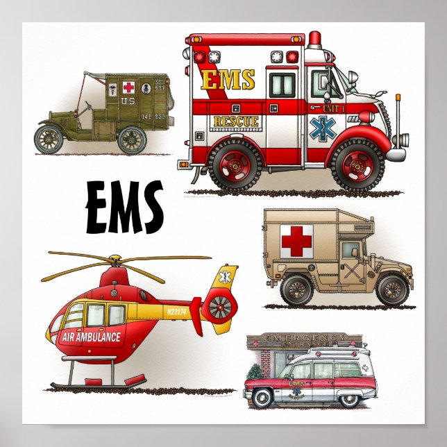 Ambulans EMS Fordon Poster (Framsidan)