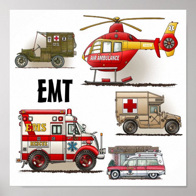 Ambulans EMT Fordon Poster (Framsidan)