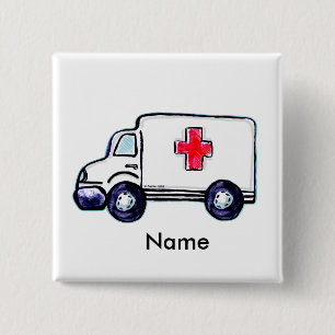 Ambulans fyrkantig pin knapp
