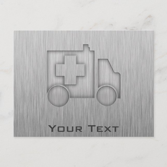 Ambulans. Metall Vykort (Framsida)