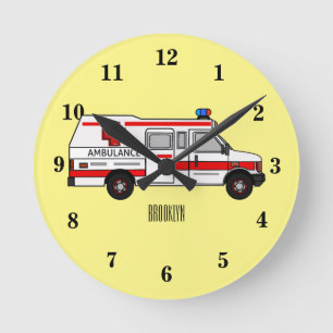 Ambulans serieillustration rund klocka