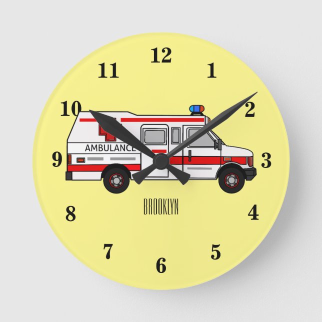 Ambulans serieillustration rund klocka (Framsida)