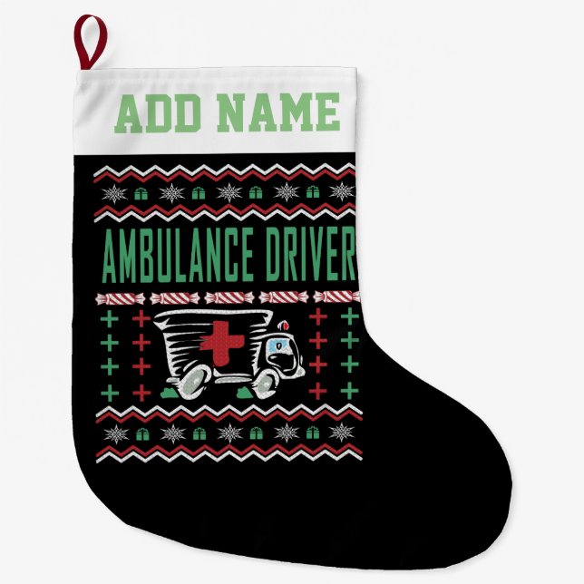 Ambulanschaufför Ugly jul Sweater Stor Julstrumpa (Framsidan)