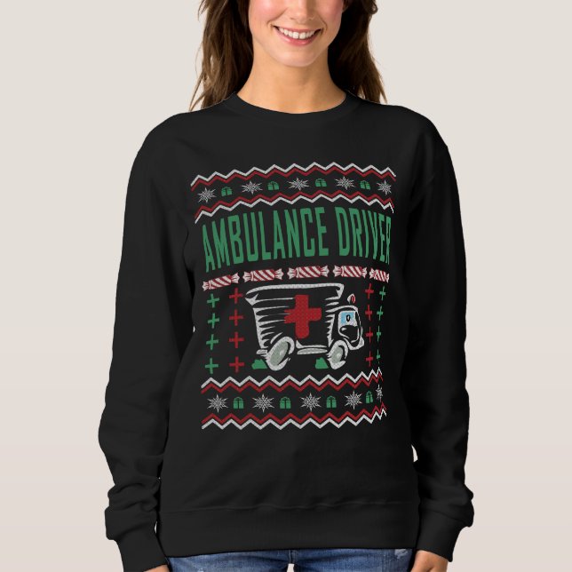 Ambulanschaufför Ugly jul Sweater Tee (Framsida)