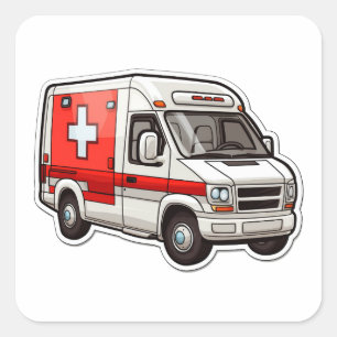 Ambulanssymbol - Gift för EMT och Sjukvårdare Fyrkantigt Klistermärke