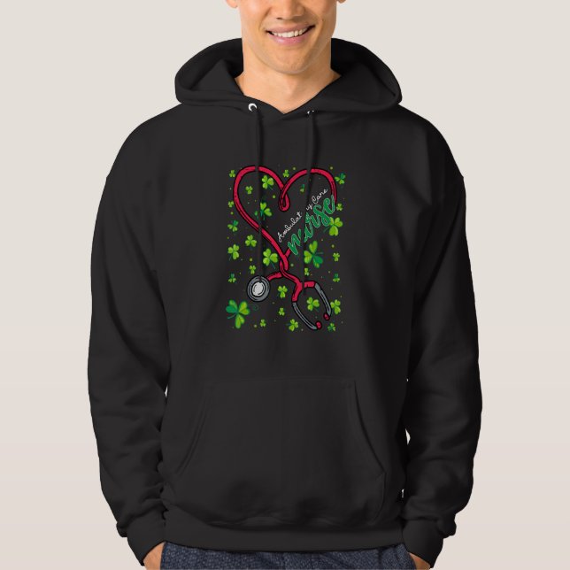 Ambulerande vård Nurse St patricks day Kärlek Stet Hoodie (Framsida)