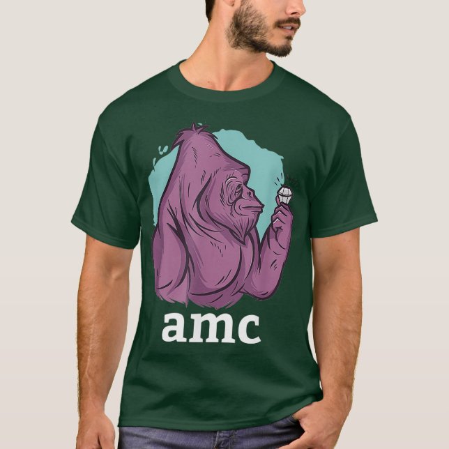 AMC till måne Kort Squeeze Ape Investing T Shirt (Framsida)