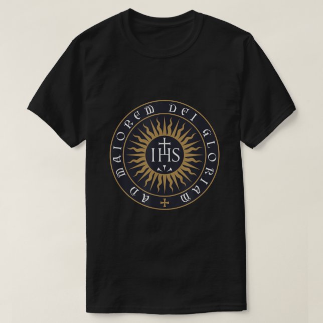 AMDG Ignatius of Loyola Society of Jesus Catholic  T Shirt (Design framsida)