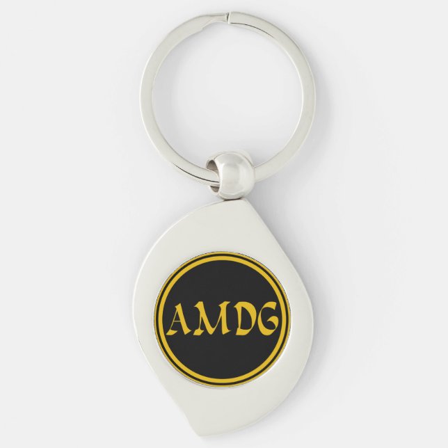 AMDG SWIRL SILVERFÄRGAD NYCKELRING (Framsidan)
