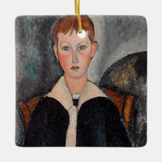 Amedeo Modigliani - Boy in Sailor Kostym Julgransprydnad Keramik (Framsida)