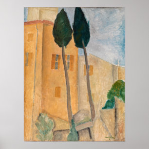 Amedeo Modigliani - Cypresser och hus i Cagnes Poster