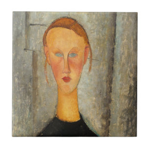 Amedeo Modigliani - flicka med blå Ögon Kakelplatta