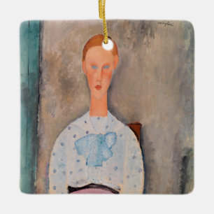 Amedeo Modigliani - Flickan med en polka-dot-Blous Julgransprydnad Keramik