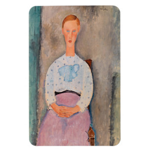 Amedeo Modigliani - Flickan med en polka-dot-Blous Magnet