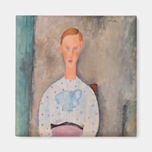 Amedeo Modigliani - Flickan med en polka-dot-Blous Magnet