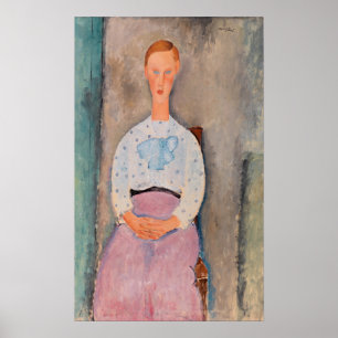 Amedeo Modigliani - Flickan med en polka-dot-Blous Poster