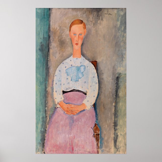 Amedeo Modigliani - Flickan med en polka-dot-Blous Poster (Framsidan)