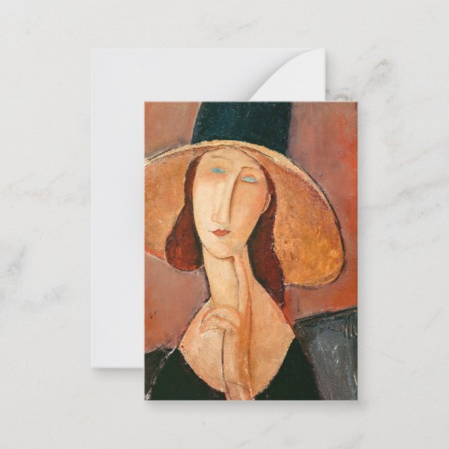 Amedeo Modigliani - Jeanne Hebuterne i Large Hat Anteckningskort (Framsida)