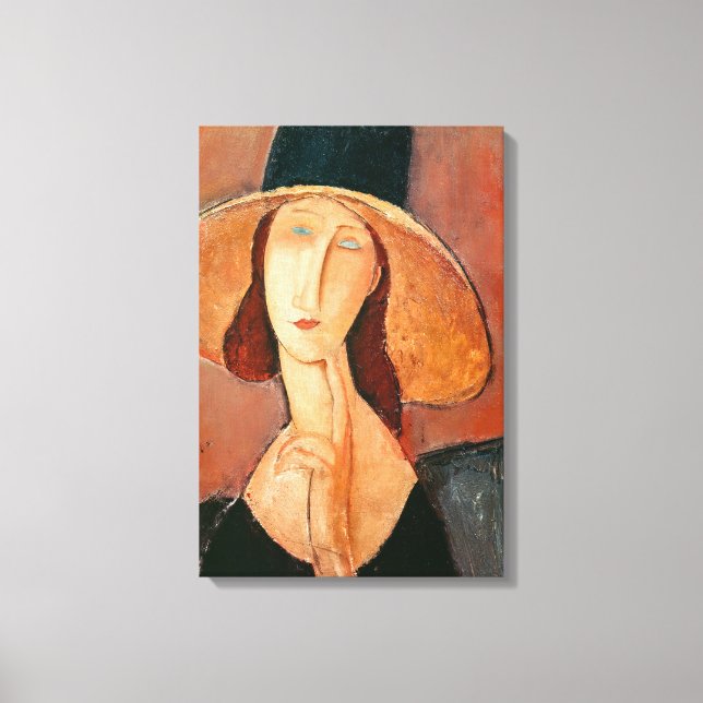 Amedeo Modigliani - Jeanne Hebuterne i Large Hat Canvastryck (Framsida)