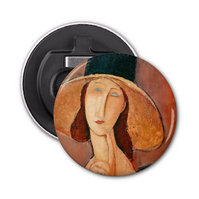 Amedeo Modigliani - Jeanne Hebuterne i Large Hat Flasköppnare (Framsidan)