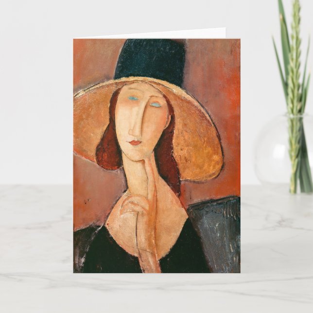 Amedeo Modigliani - Jeanne Hebuterne i Large Hat Kort (Framsida)