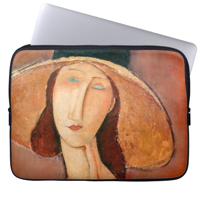 Amedeo Modigliani - Jeanne Hebuterne i Large Hat Laptop Fodral (Framsidan)