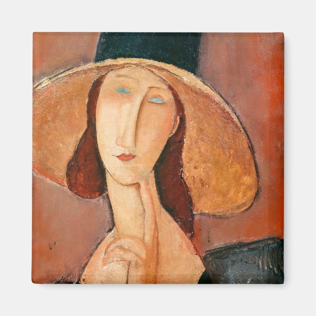 Amedeo Modigliani - Jeanne Hebuterne i Large Hat Magnet (Framsidan)
