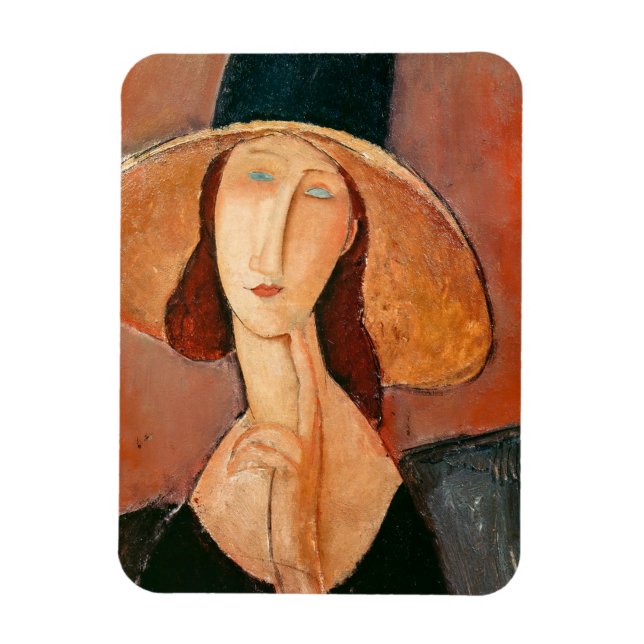 Amedeo Modigliani - Jeanne Hebuterne i Large Hat Magnet (Vertikal)