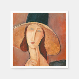 Amedeo Modigliani - Jeanne Hebuterne i Large Hat Pappersservett