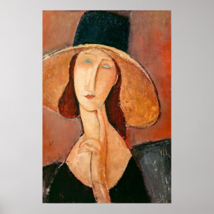 Amedeo Modigliani - Jeanne Hebuterne i Large Hat Poster