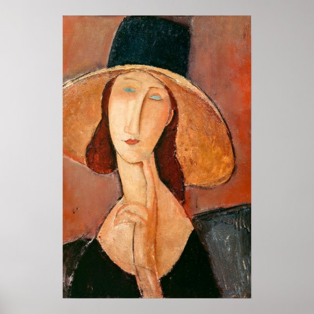 Amedeo Modigliani - Jeanne Hebuterne i Large Hat Poster (Framsidan)