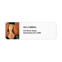 Amedeo Modigliani - Jeanne Hebuterne i Large Hat Returadress Etikett