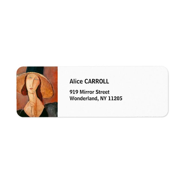 Amedeo Modigliani - Jeanne Hebuterne i Large Hat Returadress Etikett (Framsidan)