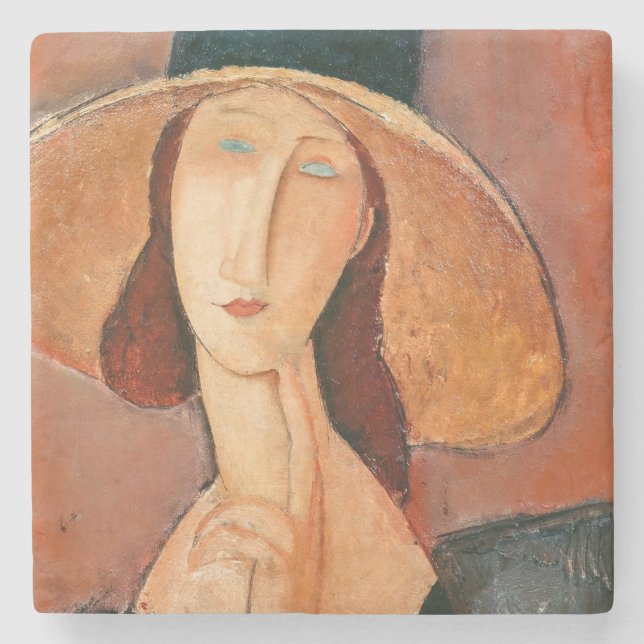 Amedeo Modigliani - Jeanne Hebuterne i Large Hat Stenunderlägg (Framsidan)