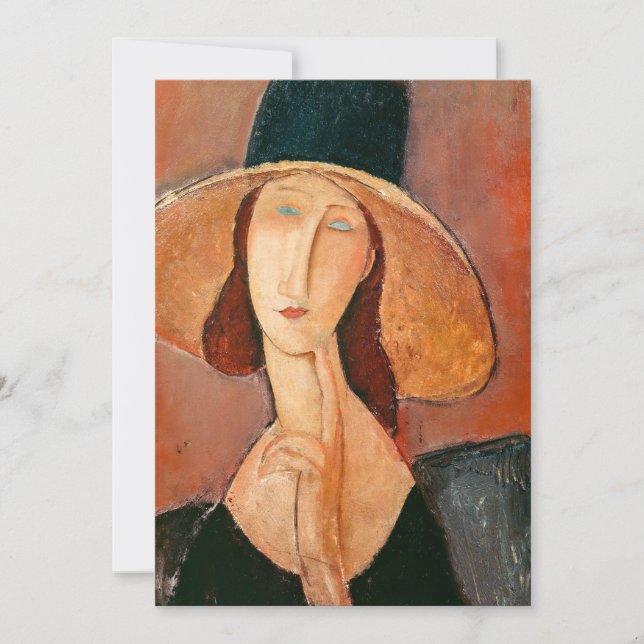 Amedeo Modigliani - Jeanne Hebuterne i Large Hat Tack Kort (Framsida)