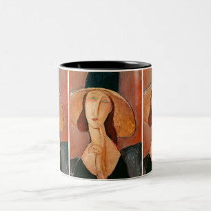 Amedeo Modigliani - Jeanne Hebuterne i Large Hat Två-Tonad Mugg