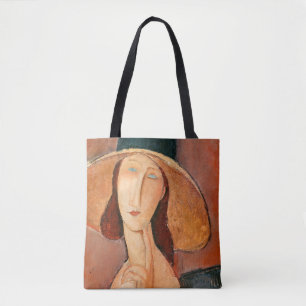 Amedeo Modigliani - Jeanne Hebuterne i Large Hat Tygkasse