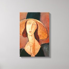 Amedeo Modigliani - Jeanne Hebuterne i stor hatt Canvastryck