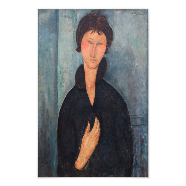 Amedeo Modigliani - Kvinna med blå ögon Fototryck (Framsidan)